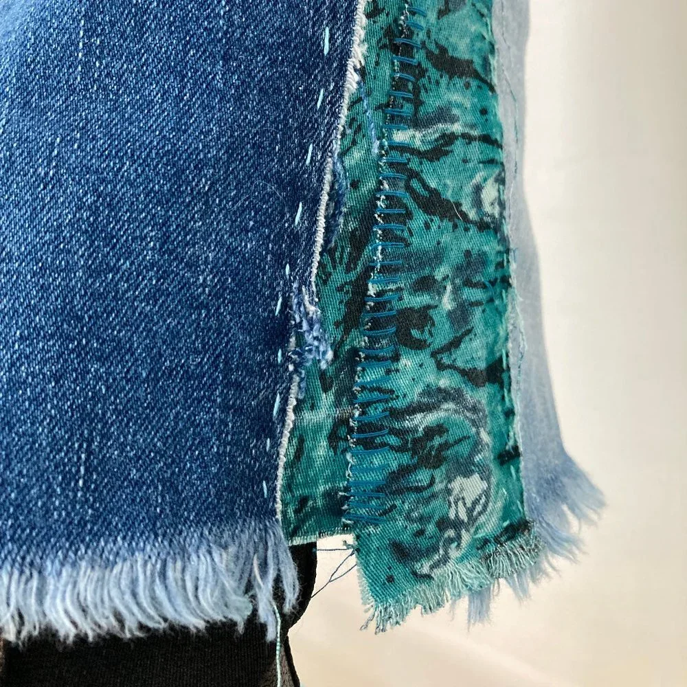 Custom Distressed Boro Sashiko Acid Faded Blue Jeans - Picture 4 of 17